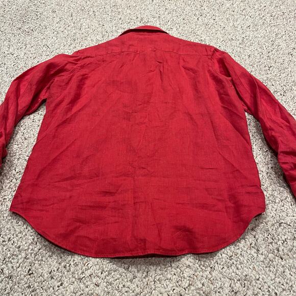 Frank & Eileen 100% Linen Button Down Shirt Eileen Sz S Red Preppy Coastal - Picture 6 of 6